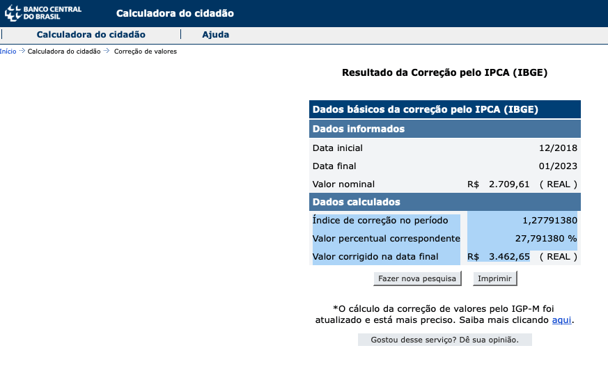 Variação do valor do salário médio no PIM, desde 2018, de acordo com a Calculadora do Banco Central.