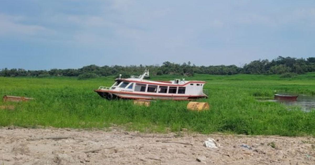 Lago do Puraquequara, em Manaus, durante estiagem de 2023. (Foto:Reprodução)